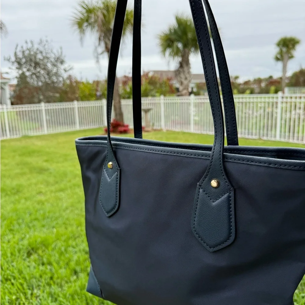 Michael Kors Eva Nylon Gabardine Navy Blue Small Tote Bag
